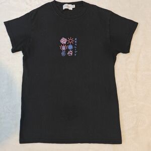 ASOS‎ Design Men's XS Short Sleeve Muscle Fit Chest Reality Print T-Shirt Black